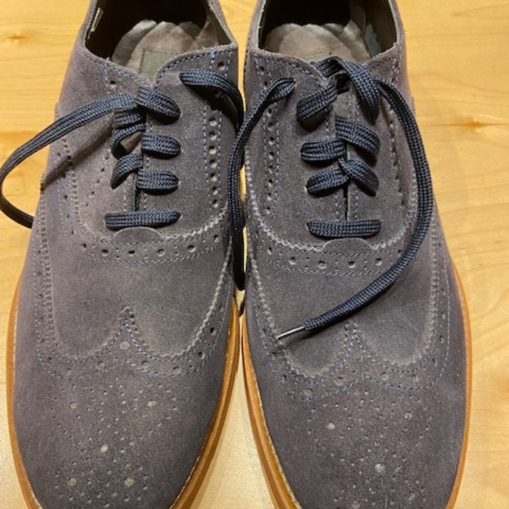 Authentic To Boot New York Adam Derrick Size 10.5 Blue Suede Oxford Mens Dress